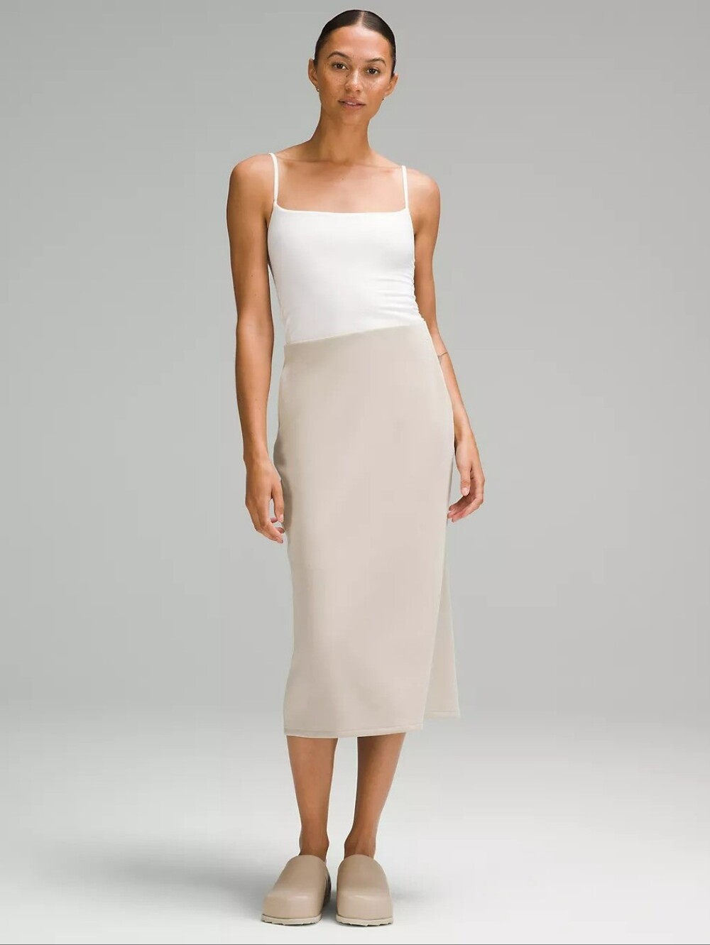 NWT Lululemon Softstreme High Rise Midi Skirt Mojave Tan Size 2